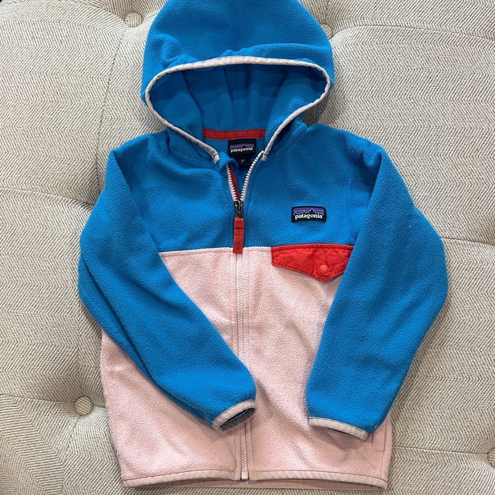 Patagonia Kids Blue and Pink Fleece Hoodie